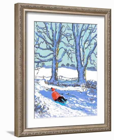 IPad painting, Sledging in Derbyshire, 2021(Ipad print)-Andrew Macara-Framed Giclee Print