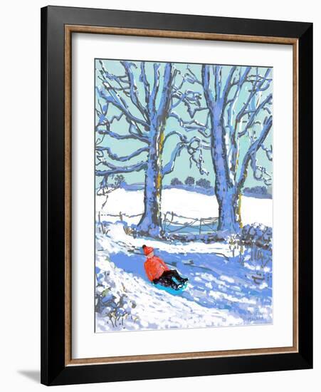 IPad painting, Sledging in Derbyshire, 2021(Ipad print)-Andrew Macara-Framed Giclee Print