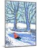 IPad painting, Sledging in Derbyshire, 2021(Ipad print)-Andrew Macara-Mounted Giclee Print