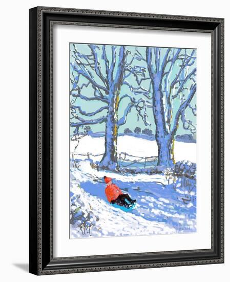 IPad painting, Sledging in Derbyshire, 2021(Ipad print)-Andrew Macara-Framed Giclee Print