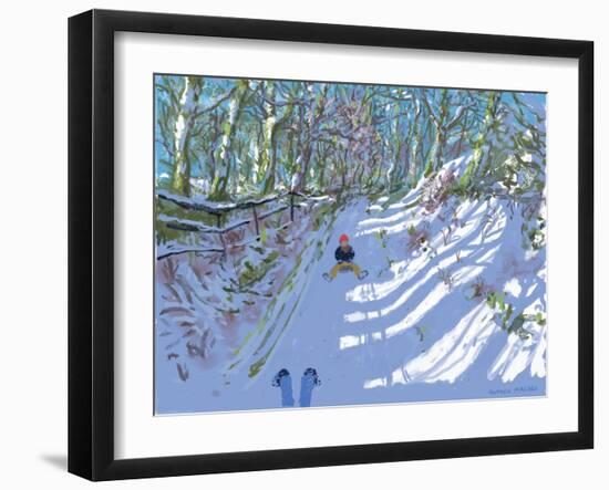 iPad painting,Sledging,Windley Lane,Idridgehay,Belper,2021,-Andrew Macara-Framed Giclee Print