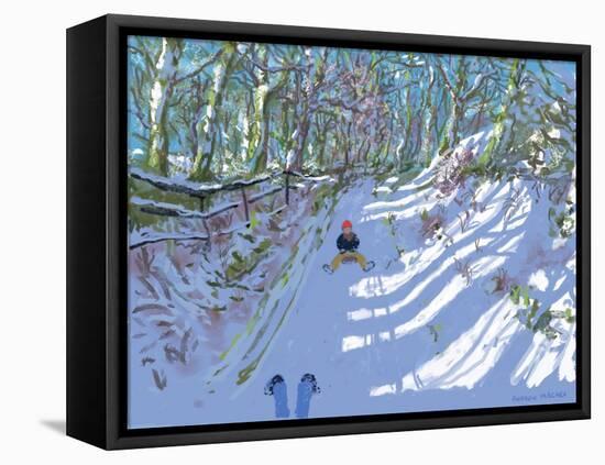 iPad painting,Sledging,Windley Lane,Idridgehay,Belper,2021,-Andrew Macara-Framed Premier Image Canvas