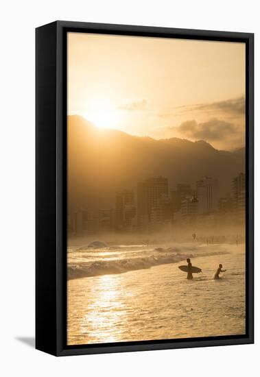 Ipanema Beach at Sunset, Rio De Janeiro, Brazil, South America-Ben Pipe-Framed Premier Image Canvas