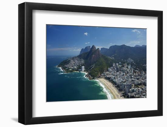 Ipanema Beach, Morro Dois Irmaos, and Vidigal Favela (left), Rio de Janeiro, Brazil-David Wall-Framed Photographic Print