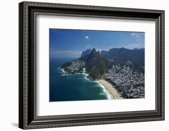 Ipanema Beach, Morro Dois Irmaos, and Vidigal Favela (left), Rio de Janeiro, Brazil-David Wall-Framed Photographic Print