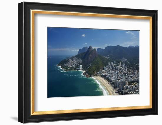 Ipanema Beach, Morro Dois Irmaos, and Vidigal Favela (left), Rio de Janeiro, Brazil-David Wall-Framed Photographic Print