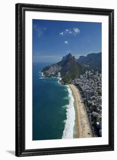 Ipanema Beach, Morro Dois Irmaos, and Vidigal Favela (top), Rio de Janeiro, Brazil-David Wall-Framed Photographic Print