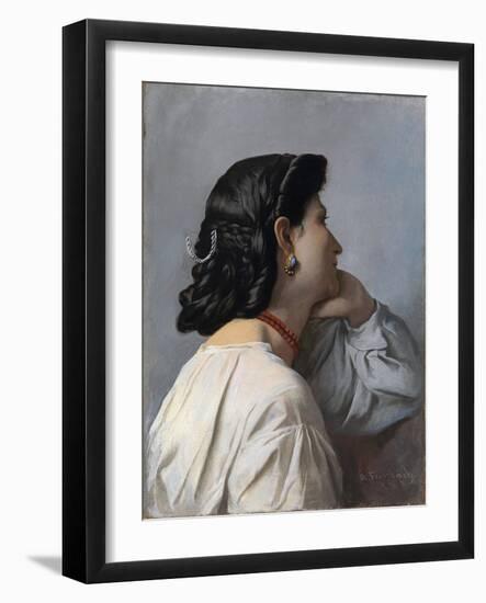 Iphigenie Head of Woman, 1870 (Oil on Canvas)-Anselm Feuerbach-Framed Giclee Print