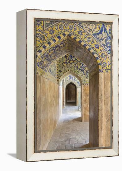 Iran, Esfahan, Naqsh-E Jahan Imam Square, Royal Mosque, Interior Mosaic-Walter Bibikow-Framed Premier Image Canvas