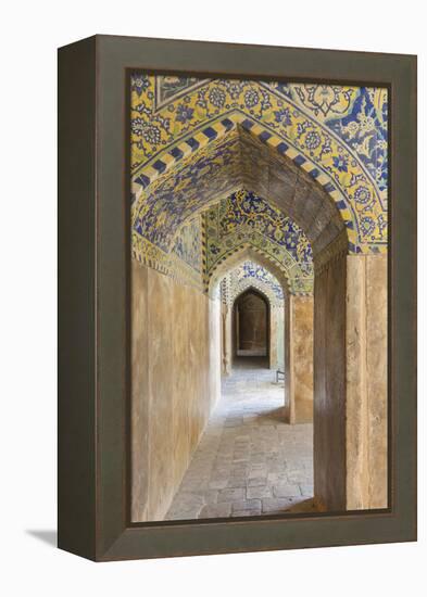 Iran, Esfahan, Naqsh-E Jahan Imam Square, Royal Mosque, Interior Mosaic-Walter Bibikow-Framed Premier Image Canvas