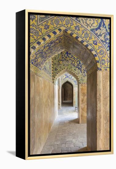 Iran, Esfahan, Naqsh-E Jahan Imam Square, Royal Mosque, Interior Mosaic-Walter Bibikow-Framed Premier Image Canvas