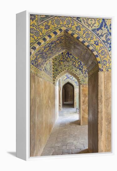 Iran, Esfahan, Naqsh-E Jahan Imam Square, Royal Mosque, Interior Mosaic-Walter Bibikow-Framed Premier Image Canvas