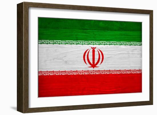 Iran Flag Design with Wood Patterning - Flags of the World Series-Philippe Hugonnard-Framed Art Print