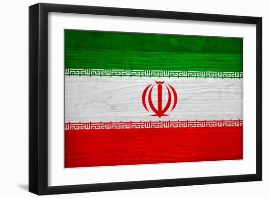 Iran Flag Design with Wood Patterning - Flags of the World Series-Philippe Hugonnard-Framed Art Print