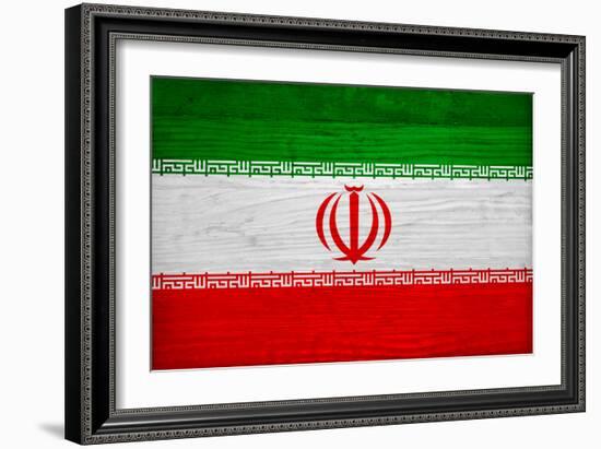 Iran Flag Design with Wood Patterning - Flags of the World Series-Philippe Hugonnard-Framed Art Print