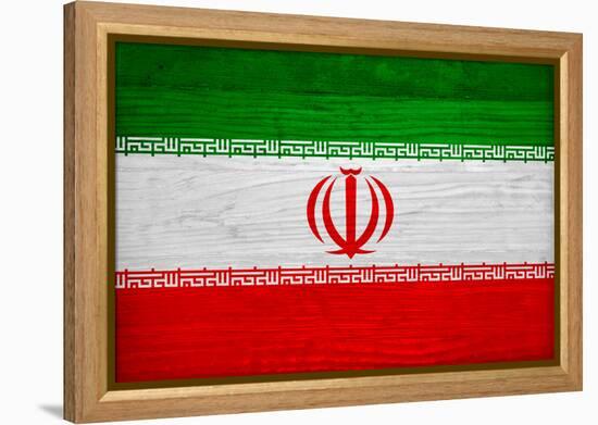 Iran Flag Design with Wood Patterning - Flags of the World Series-Philippe Hugonnard-Framed Stretched Canvas