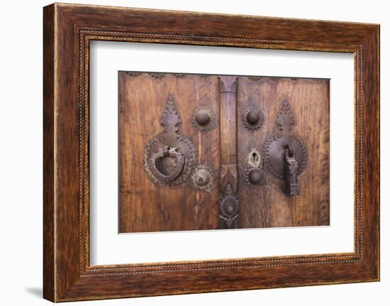 Iran, Kashan, Khan-E Boroujerdi, Ornate Door With Knockers.-Walter Bibikow-Framed Photographic Print