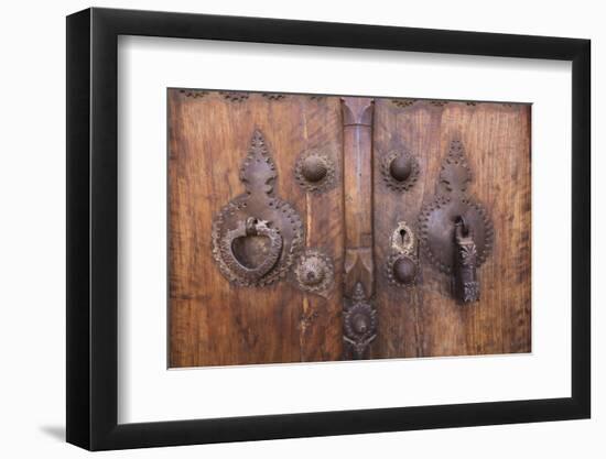 Iran, Kashan, Khan-E Boroujerdi, Ornate Door With Knockers.-Walter Bibikow-Framed Photographic Print