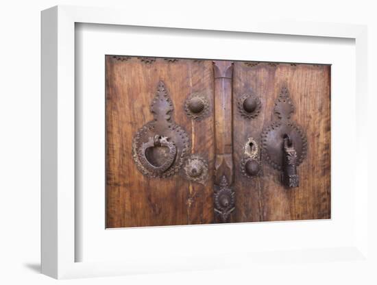 Iran, Kashan, Khan-E Boroujerdi, Ornate Door With Knockers.-Walter Bibikow-Framed Photographic Print