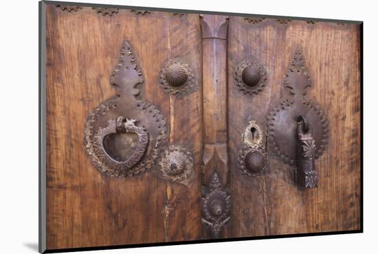 Iran, Kashan, Khan-E Boroujerdi, Ornate Door With Knockers.-Walter Bibikow-Mounted Photographic Print