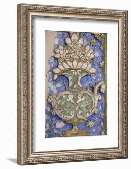 Iran, Kashan, Khan-E Boroujerdi, Ornate Plasterwork-Walter Bibikow-Framed Photographic Print