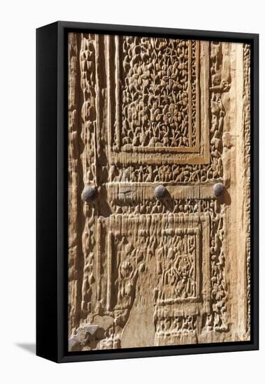 Iran, Natanz, Jameh Mosque, Old Door-Walter Bibikow-Framed Premier Image Canvas