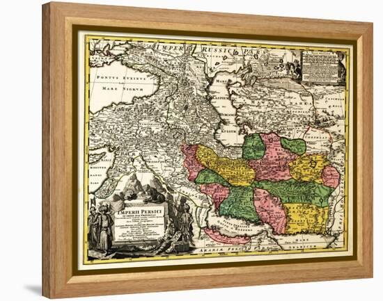 Iran - Panoramic Map-Lantern Press-Framed Stretched Canvas