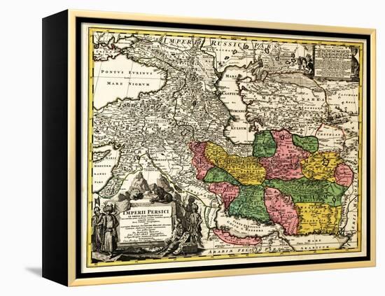 Iran - Panoramic Map-Lantern Press-Framed Stretched Canvas