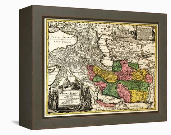 Iran - Panoramic Map-Lantern Press-Framed Stretched Canvas