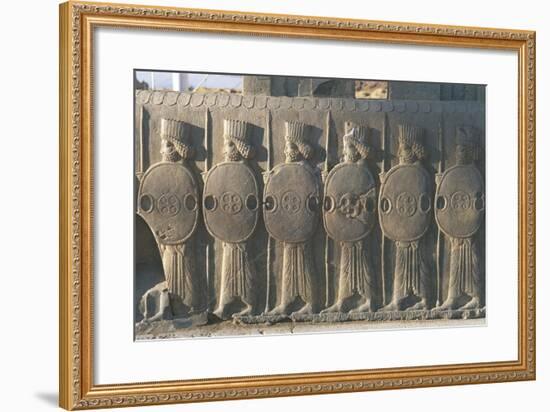 Iran, Persepolis, Council Hall 'Tripylon', Relief of Persian Guards-null-Framed Giclee Print