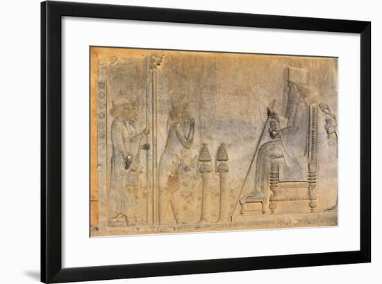 Iran, Persepolis, Imperial Treasury, Bas-Reliefs with Audience by King Darius I, Detail--Framed Giclee Print