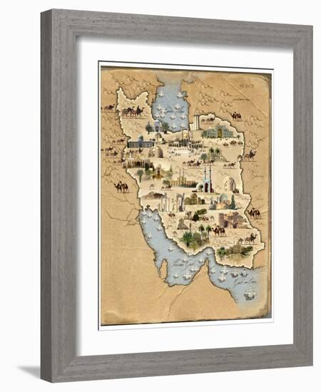 Iran, Pictorial Map-SMETEK-Framed Photographic Print