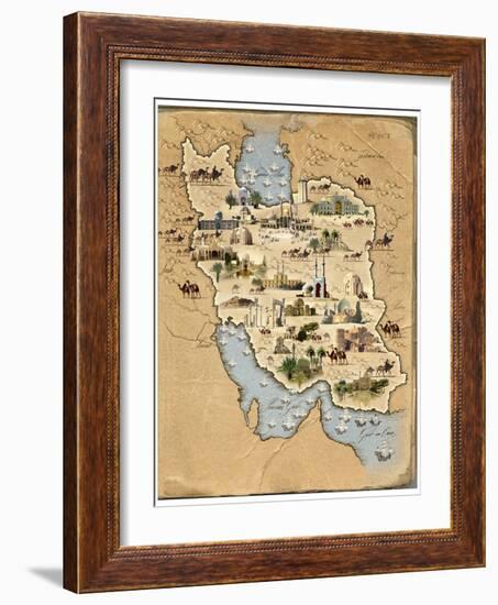 Iran, Pictorial Map-SMETEK-Framed Photographic Print