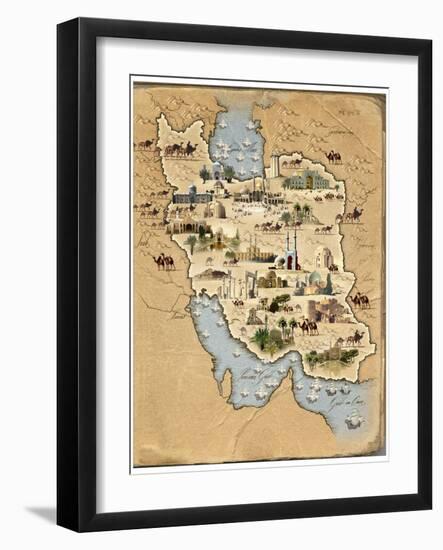 Iran, Pictorial Map-SMETEK-Framed Photographic Print