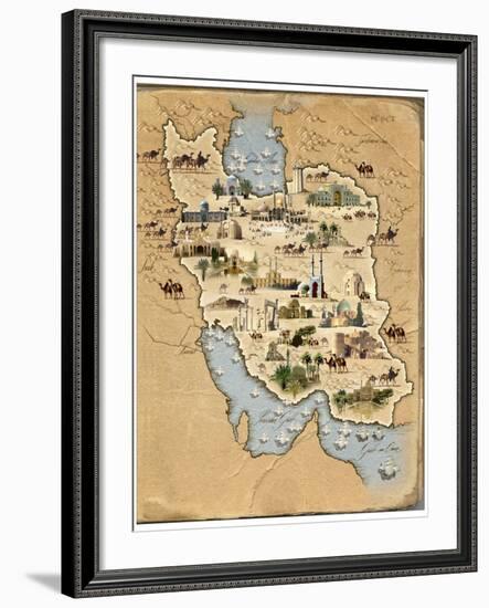 Iran, Pictorial Map-SMETEK-Framed Photographic Print