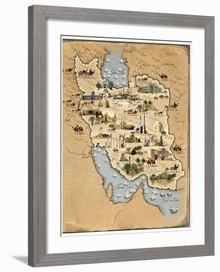 Iran, Pictorial Map-SMETEK-Framed Photographic Print