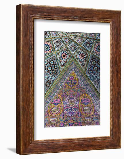 Iran, Shiraz, Nasir-Al Molk Mosque, Exterior Tilework-Walter Bibikow-Framed Photographic Print