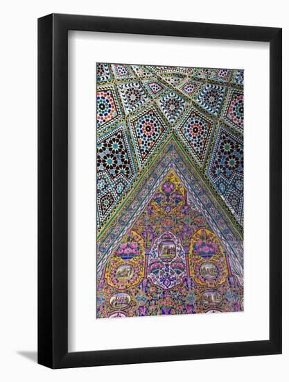 Iran, Shiraz, Nasir-Al Molk Mosque, Exterior Tilework-Walter Bibikow-Framed Photographic Print