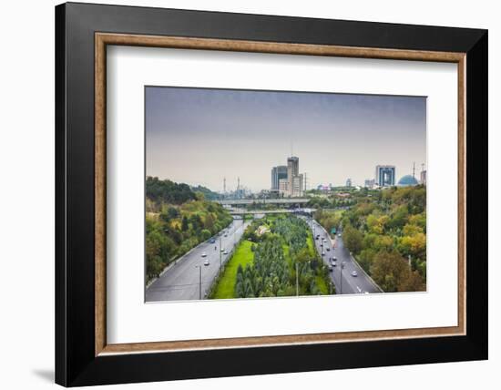 Iran, Tehran, City Skyline From The Pole E Tabiat Nature Bridge-Walter Bibikow-Framed Photographic Print