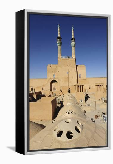 Iran, Yazd, Zoroastrian Complex of Amir Chakma with Bazaar Roofs-Anthony Asael-Framed Premier Image Canvas