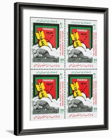 Iranian Postage Stamps Commemorating the 1988 Tragedy of Halabja-null-Framed Giclee Print