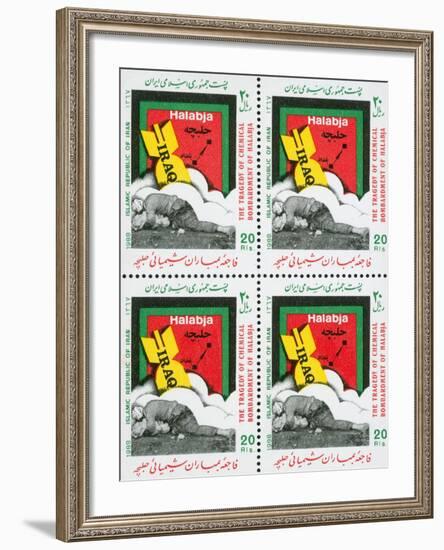 Iranian Postage Stamps Commemorating the 1988 Tragedy of Halabja-null-Framed Giclee Print