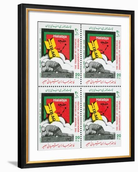 Iranian Postage Stamps Commemorating the 1988 Tragedy of Halabja-null-Framed Giclee Print