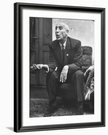 Iranian Premier Mohammed Mossadegh Gesturing During Interview-Dmitri Kessel-Framed Premium Photographic Print