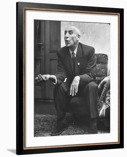 Iranian Premier Mohammed Mossadegh Gesturing During Interview-Dmitri Kessel-Framed Premium Photographic Print