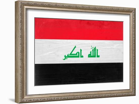 Iraq Flag Design with Wood Patterning - Flags of the World Series-Philippe Hugonnard-Framed Premium Giclee Print