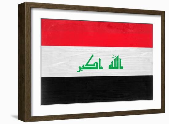 Iraq Flag Design with Wood Patterning - Flags of the World Series-Philippe Hugonnard-Framed Premium Giclee Print