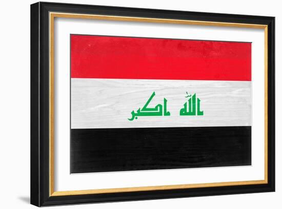 Iraq Flag Design with Wood Patterning - Flags of the World Series-Philippe Hugonnard-Framed Premium Giclee Print