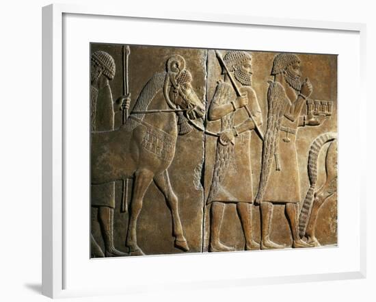 Iraq, Khorsabad, Relief Representing Men Paying Tributes, from the Palace of Sargon II-null-Framed Giclee Print