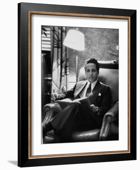 Iraq's King Feisal II Relaxing Reading a Book-Yale Joel-Framed Photographic Print